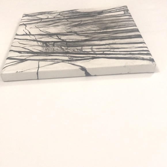 Art painting wall decor tree landscape black & white acrylic canvas 12x12 inches - Picture 3 of 6